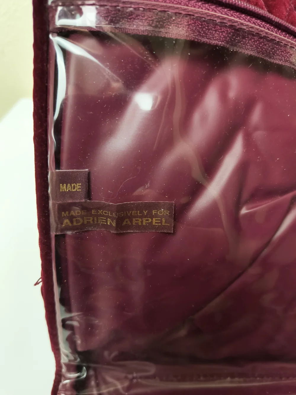 Adrien Arpel Quilted Velvet Cosmetic Bag in Burgundy